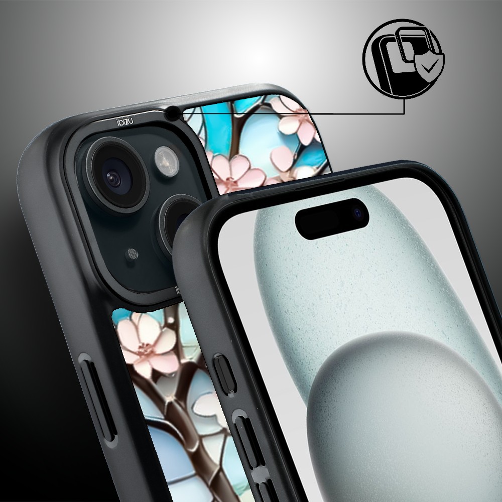 Etui do iPhone 15 IBIZU DropGuard Matt z MagSafe, Barwy Szkła, Księżycowa Wiśnia (1)