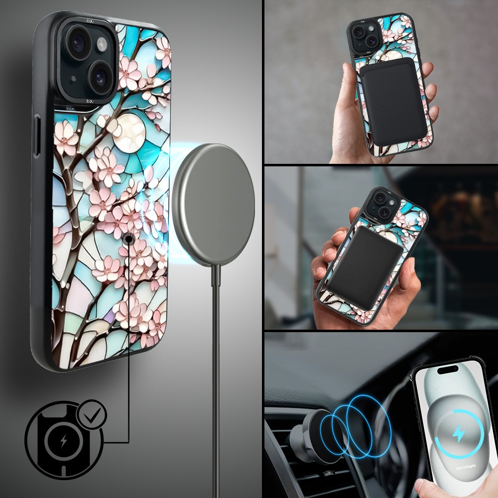 Etui do iPhone 15 IBIZU DropGuard Matt z MagSafe, Barwy Szkła, Księżycowa Wiśnia (7)