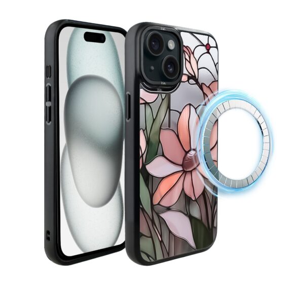 Etui do iPhone 15 IBIZU DropGuard Matt z MagSafe, Barwy Szkła, Różowa magnolia (3)