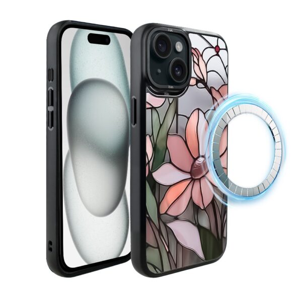 Etui do iPhone 15 IBIZU DropGuard Matt z MagSafe, Barwy Szkła, Różowa magnolia (3)