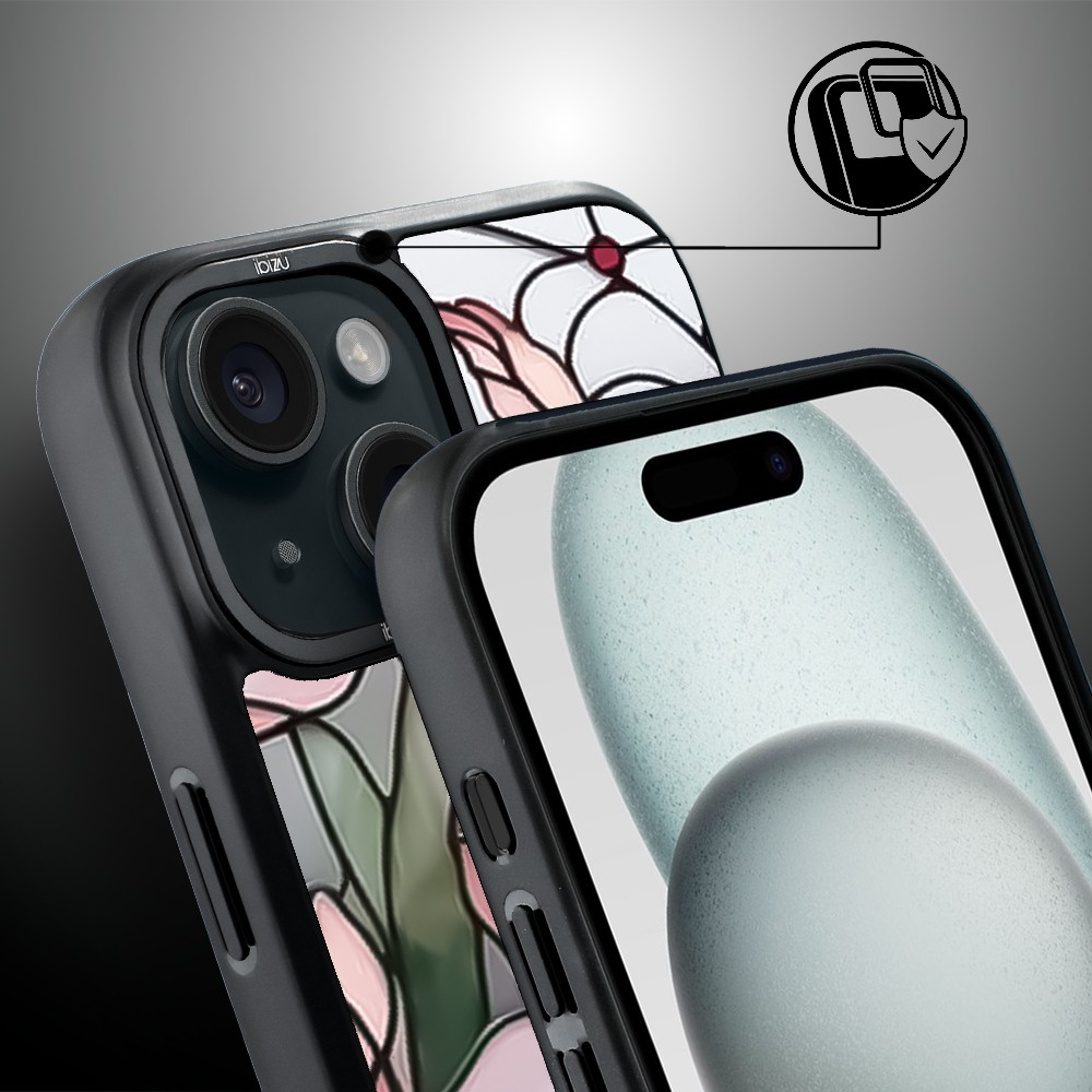 Etui do iPhone 15 IBIZU DropGuard Matt z MagSafe, Barwy Szkła, Różowa magnolia (8)