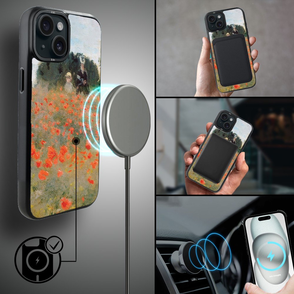 Etui-do-iPhone-15-IBIZU-DropGuard-Matt-z-MagSafe-Claude-Monet-pole-maków (1)