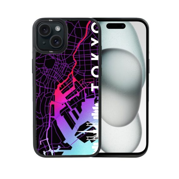 Etui do iPhone 15 IBIZU DropGuard Matt z MagSafe, Mapy Świata, Tokyo (1)