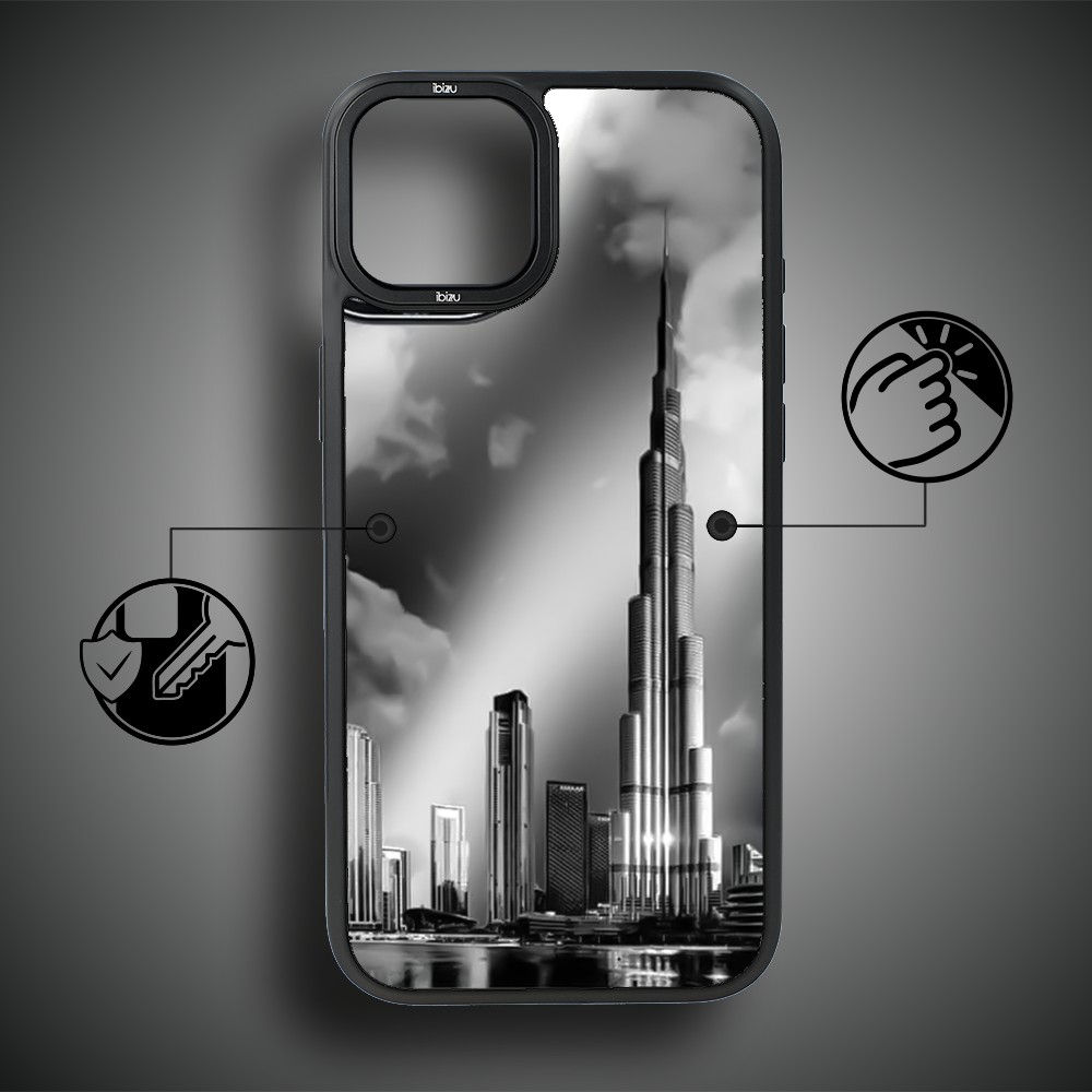 Etui do iPhone 15 IBIZU DropGuard Matt z MagSafe, Noir City, Burj Khalifa (1)
