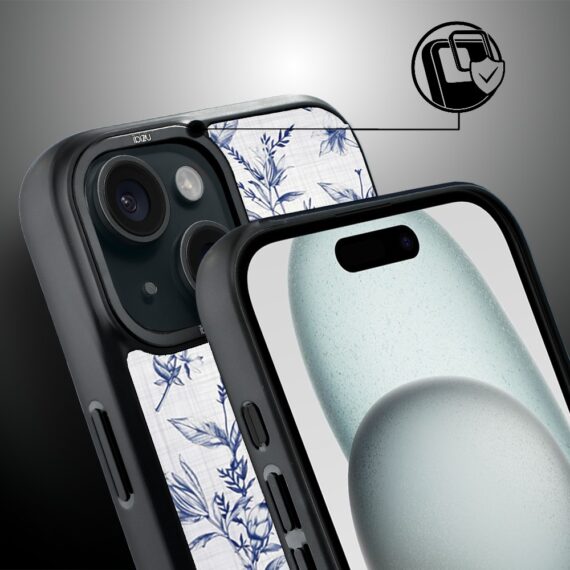 Etui do iPhone 15 IBIZU DropGuard Matt z MagSafe, Pastel Bloom, Lazurowe szepty (1)