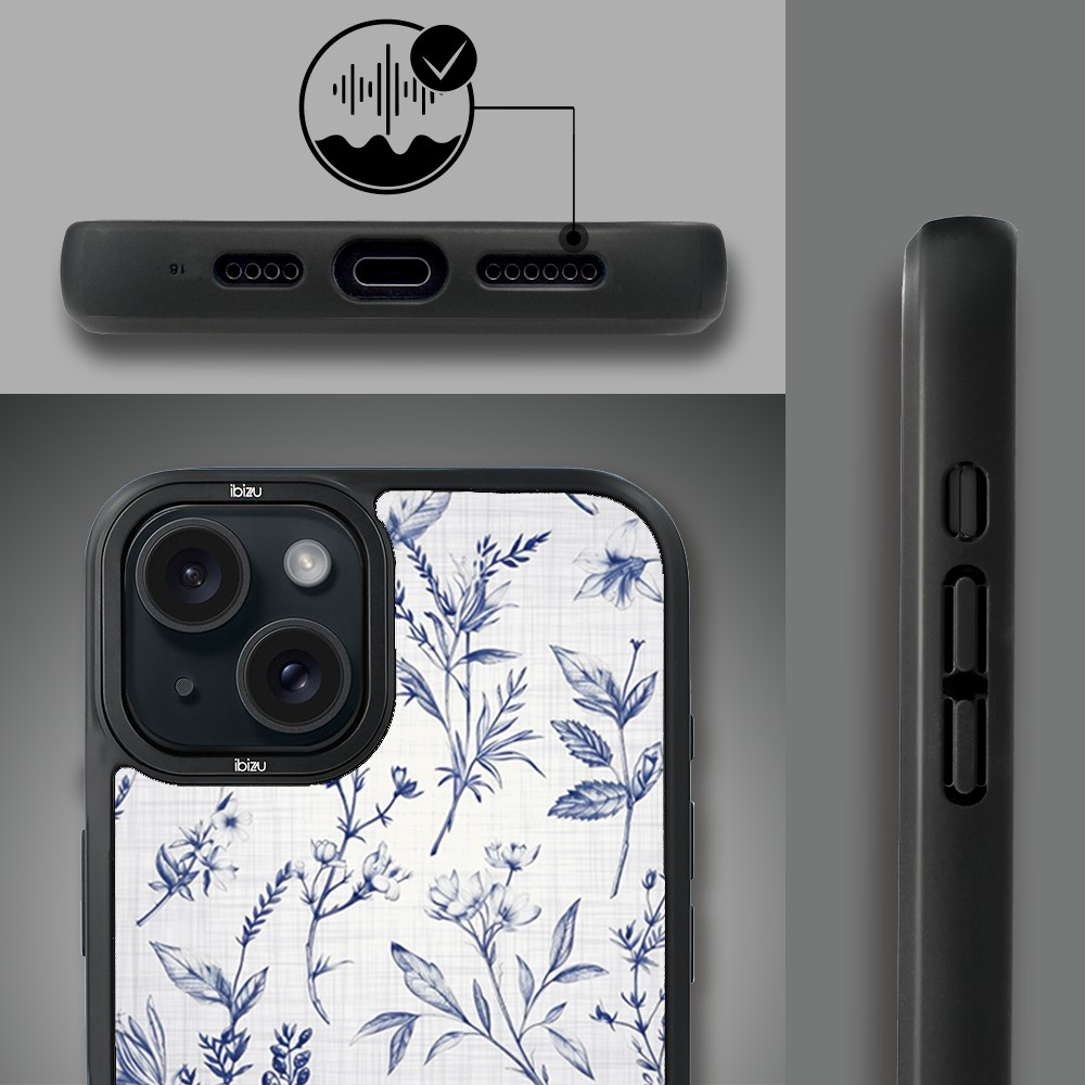 Etui do iPhone 15 IBIZU DropGuard Matt z MagSafe, Pastel Bloom, Lazurowe szepty (2)