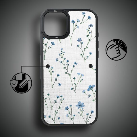 Etui do iPhone 15 IBIZU DropGuard Matt z MagSafe, Pastel Bloom, Niebieski sen (3)