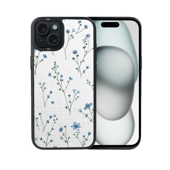 Etui do iPhone 15 IBIZU DropGuard Matt z MagSafe, Pastel Bloom, Niebieski sen (4)