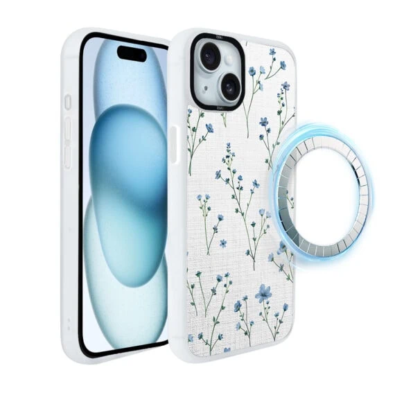 Etui-do-iPhone-15-IBIZU-DropGuard-Matt-z-MagSafe-Pastel-Bloom-Niebieski-sen-biale-3