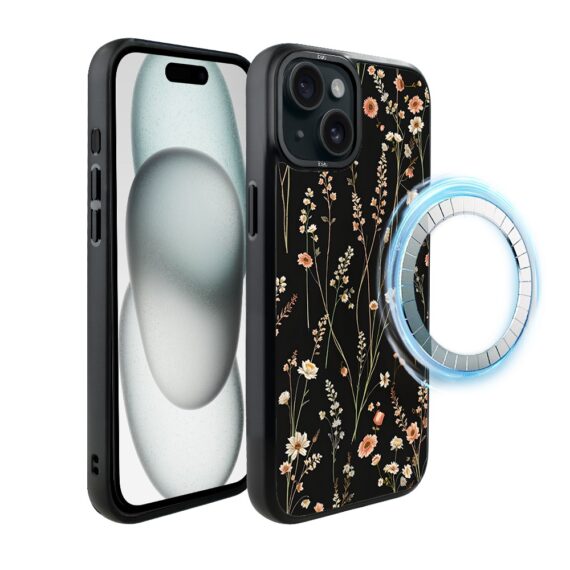 Etui do iPhone 15 IBIZU DropGuard Matt z MagSafe, Pastel Bloom, Północny ogród (2)