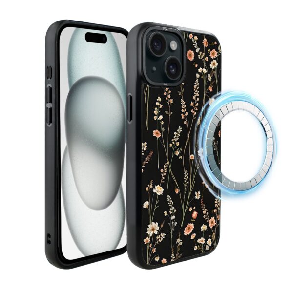 Etui do iPhone 15 IBIZU DropGuard Matt z MagSafe, Pastel Bloom, Północny ogród (2)