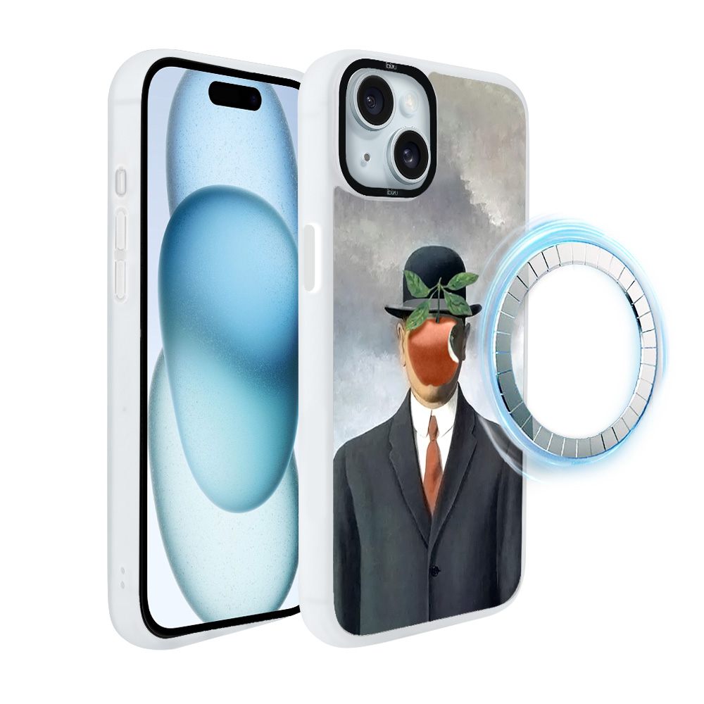 Etui-do-iPhone-15-IBIZU-DropGuard-Matt-z-MagSafe-Rene-Magritte-syn-człowieczy-white (6)
