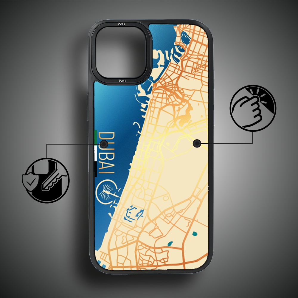 Etui do iPhone 15 Plus IBIZU DropGuard Matt z MagSafe, Mapy Świata, Dubai (1)