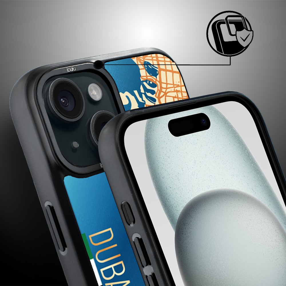 Etui do iPhone 15 Plus IBIZU DropGuard Matt z MagSafe, Mapy Świata, Dubai (5)