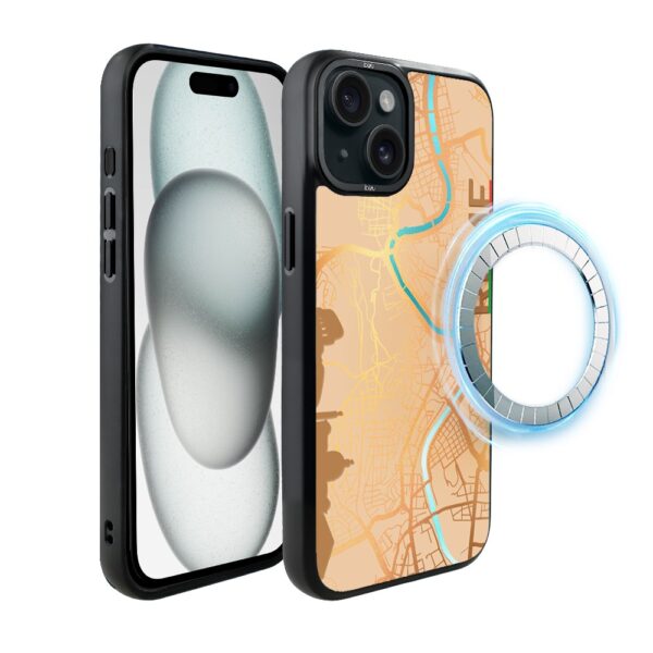 Etui do iPhone 15 Plus IBIZU DropGuard Matt z MagSafe, Mapy Świata, Rome