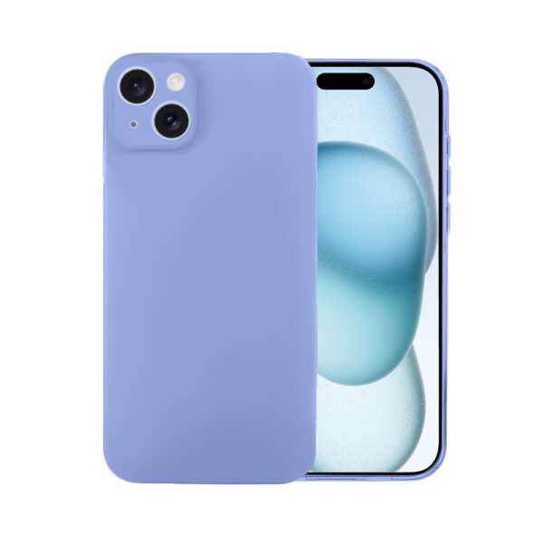 Etui do iPhone 15 Plus silikonowe z mikrofibrą soft touch z osłoną na aparat, fioletowe liliowe