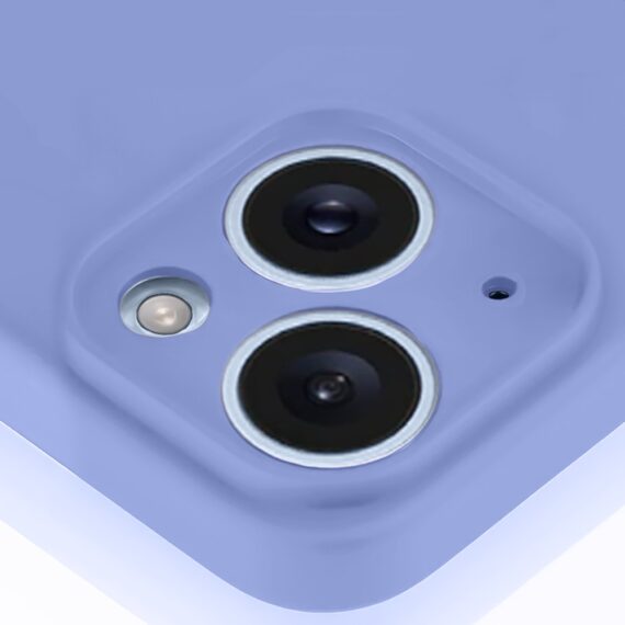 Etui do iPhone 15 Plus silikonowe z mikrofibrą soft touch z osłoną na aparat, fioletowe liliowe (5)