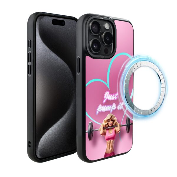 Etui do iPhone 15 Pro IBIZU DropGuard Matt z MagSafe, #Move, Pump it love