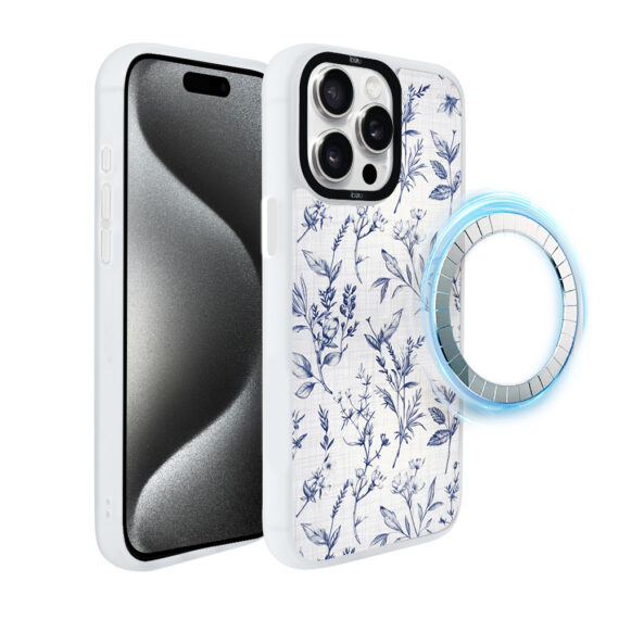 Etui-do-iPhone-15-Pro-IBIZU-DropGuard-Matt-z-MagSafe-Pastel-Bloom-Lazurowe-szepty-white (6)