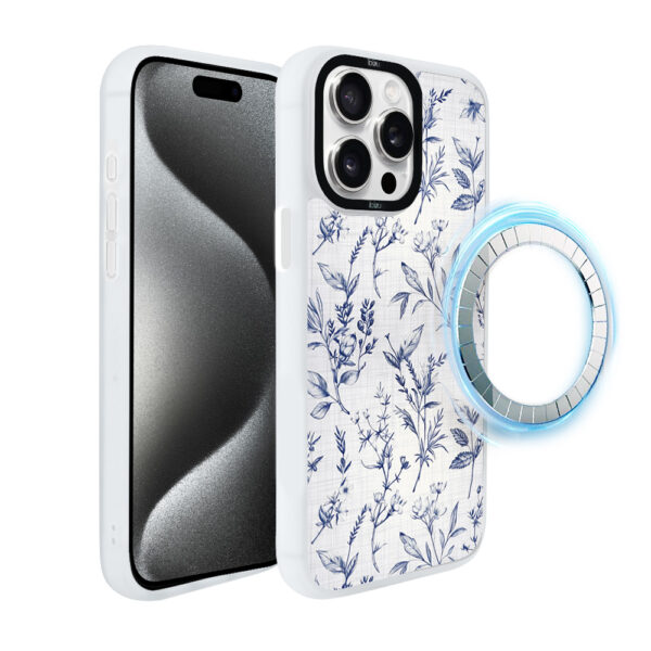 Etui do iPhone 15 Pro IBIZU DropGuard Matt z MagSafe, Pastel Bloom, Lazurowe szepty