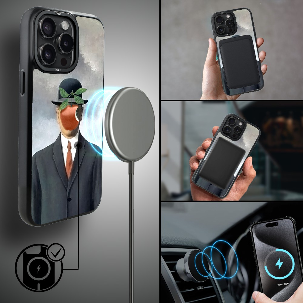 Etui-do-iPhone-15-Pro-IBIZU-DropGuard-Matt-z-MagSafe-Rene-Magritte-syn-człowieczy (1)