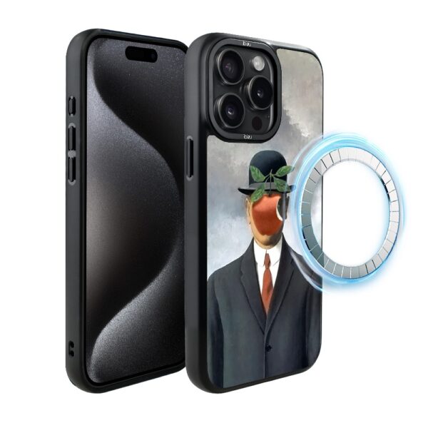Etui do iPhone 15 Pro IBIZU DropGuard Matt z MagSafe, Rene Magritte, syn człowieczy