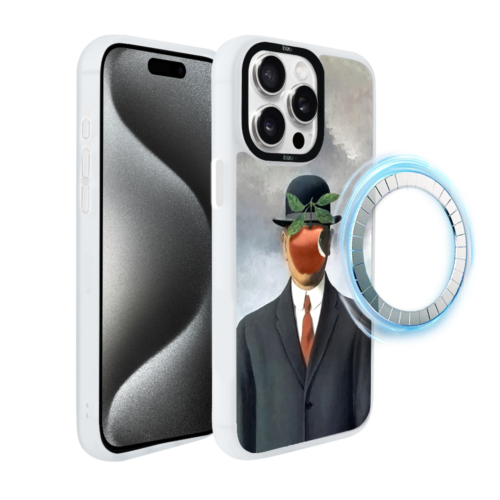 Etui do iPhone 15 Pro IBIZU DropGuard Matt z MagSafe, Rene Magritte, syn człowieczy