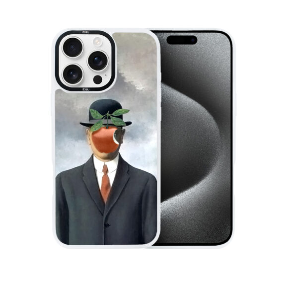 Etui-do-iPhone-15-Pro-IBIZU-DropGuard-Matt-z-MagSafe-Rene-Magritte-syn-człowieczy-white (8)
