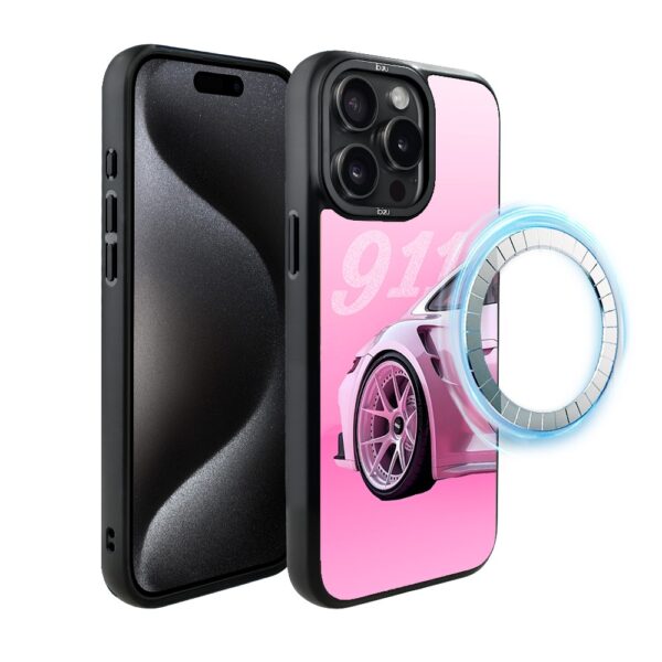 Etui do iPhone 15 Pro IBIZU DropGuard Matt z MagSafe, TechDrive, 911 różowe