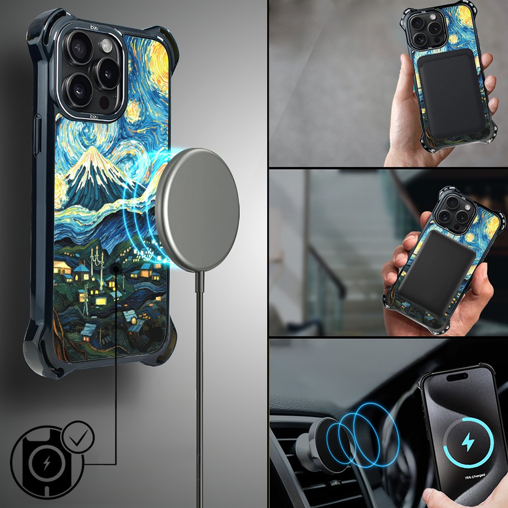 Etui do iPhone 15 Pro, Ibizu DropGuard Ultra z MagSafe, Van Gogh, gwieździsta noc (1)