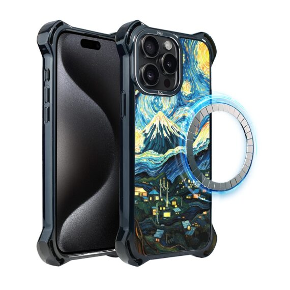Etui do iPhone 15 Pro, Ibizu DropGuard Ultra z MagSafe, Van Gogh, gwieździsta noc (6)