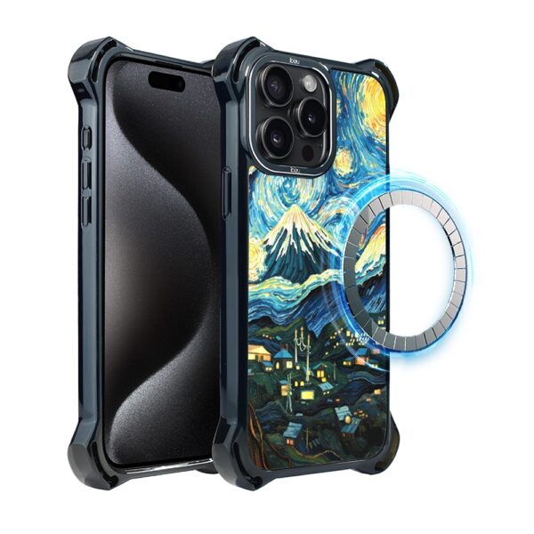 Etui do iPhone 15 Pro IBIZU DropGuard Ultra z MagSafe, Van Gogh, gwieździsta noc