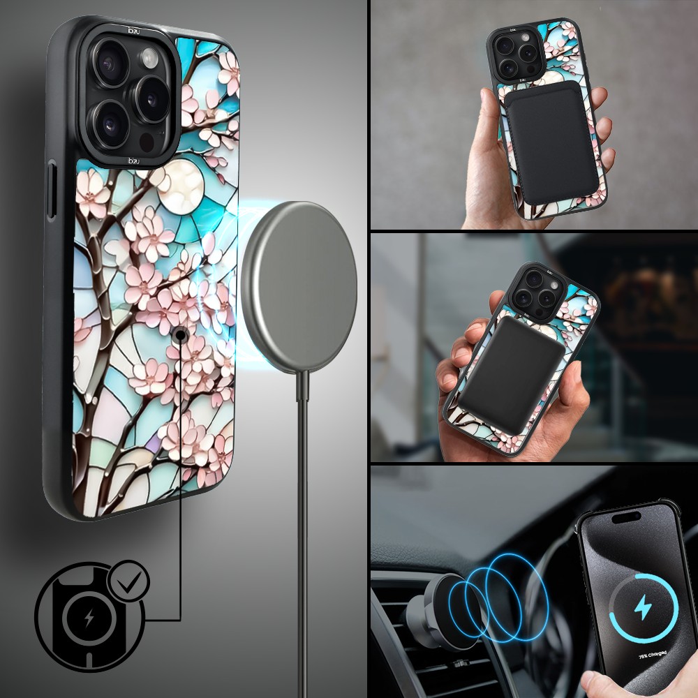 Etui do iPhone 15 Pro Max IBIZU DropGuard Matt z MagSafe, Barwy Szkła, Księżycowa Wiśnia (6)