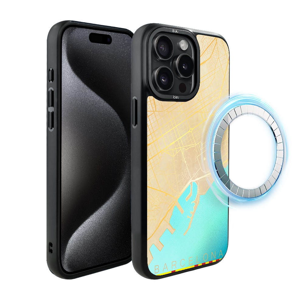 Etui do iPhone 15 Pro Max IBIZU DropGuard Matt z MagSafe, Mapy Świata, Barcelona (8)