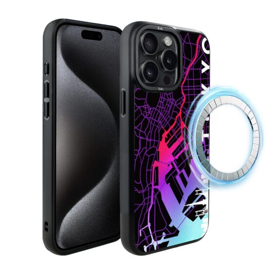 Etui do iPhone 15 Pro Max IBIZU DropGuard Matt z MagSafe, Mapy Świata, Tokyo (7)