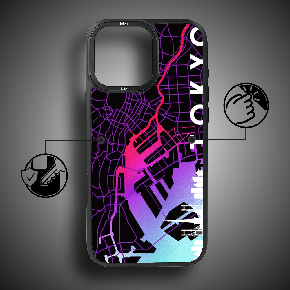 Etui do iPhone 15 Pro Max IBIZU DropGuard Matt z MagSafe, Mapy Świata, Tokyo (8)