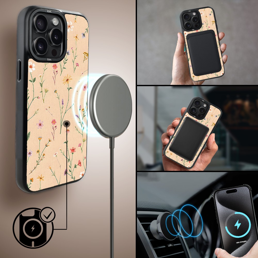 Etui do iPhone 15 Pro Max IBIZU DropGuard Matt z MagSafe, Pastel Bloom, Kolorowa łąka (5)