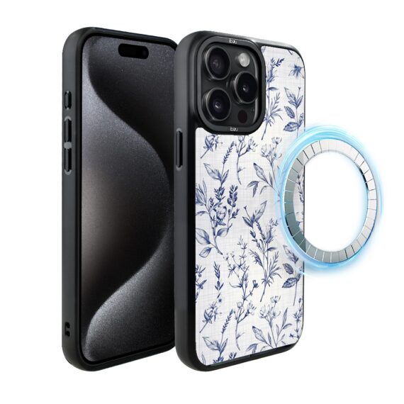 Etui do iPhone 15 Pro Max IBIZU DropGuard Matt z MagSafe, Pastel Bloom, Lazurowe szepty (3)