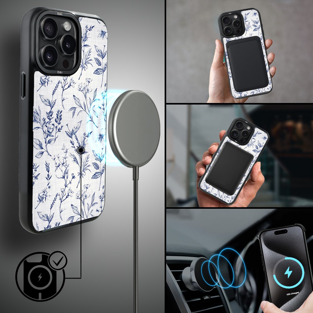 Etui do iPhone 15 Pro Max IBIZU DropGuard Matt z MagSafe, Pastel Bloom, Lazurowe szepty (6)
