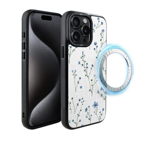 Etui do iPhone 15 Pro Max IBIZU DropGuard Matt z MagSafe, Pastel Bloom, Niebieski sen (3)