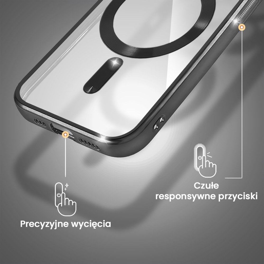 Etui do iPhone 15 Pro Max MagSafe Luxury Protect przeźroczyste, czarne (1)