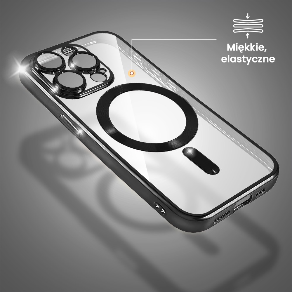 Etui do iPhone 15 Pro Max MagSafe Luxury Protect przeźroczyste, czarne (3)