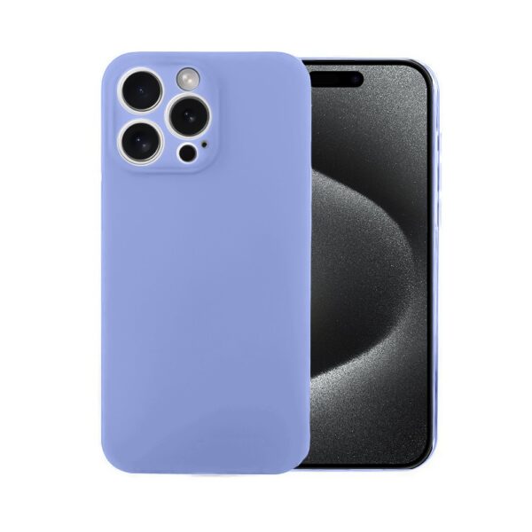 Etui do iPhone 15 Pro silikonowe z mikrofibrą soft touch z osłoną na aparat, fioletowe liliowe