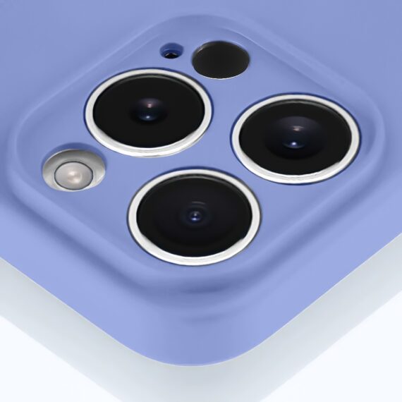 Etui do iPhone 15 Pro Max silikonowe z mikrofibrą soft touch z osłoną na aparat, fioletowe liliowe (5)