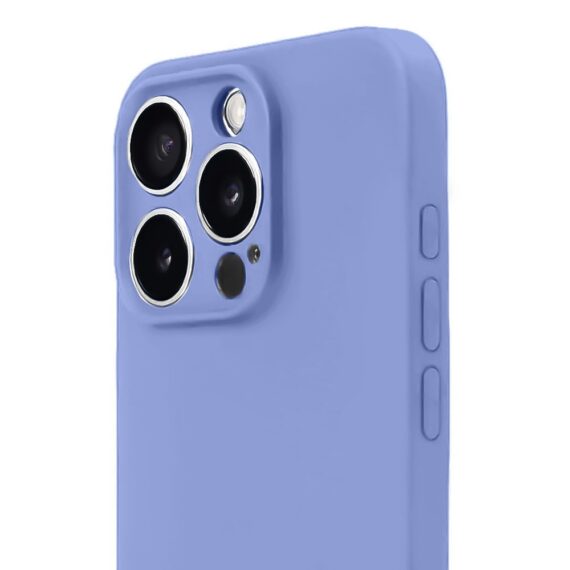 Etui do iPhone 15 Pro Max silikonowe z mikrofibrą soft touch z osłoną na aparat, fioletowe liliowe (6)