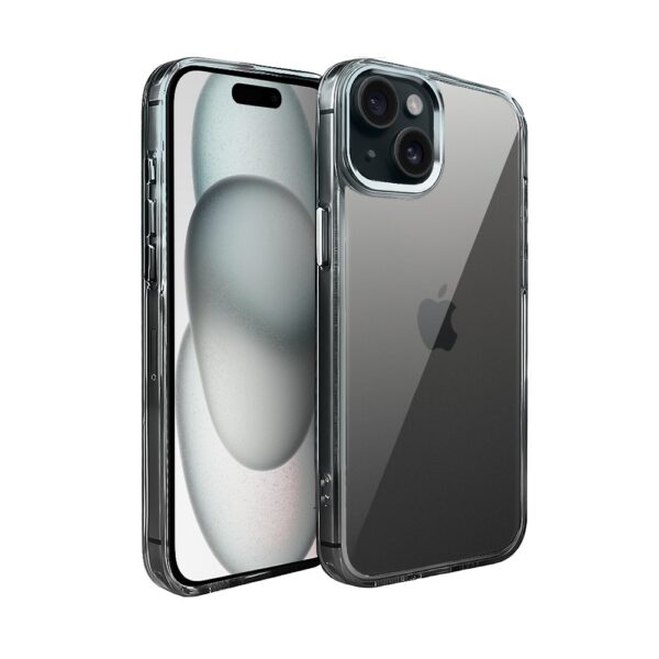 Etui do iPhone 15 Super Hybrid, twardy tył, metalowe ozdoby, czarne