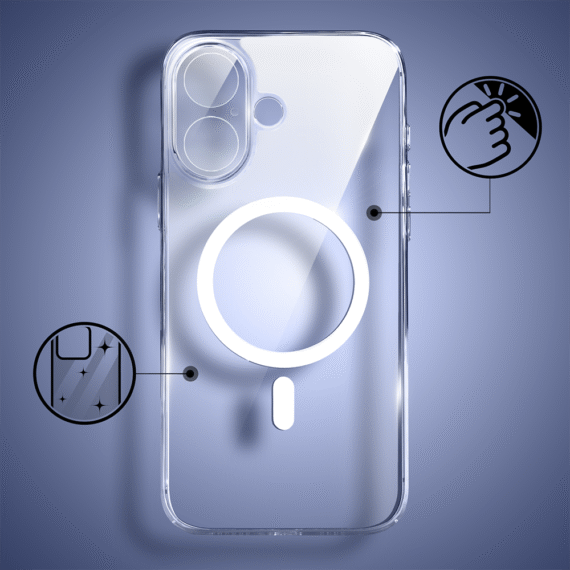Etui do iPhone 16 Clear Case MagSafe ze szklanym tyłem oraz ochroną aparatu (6)
