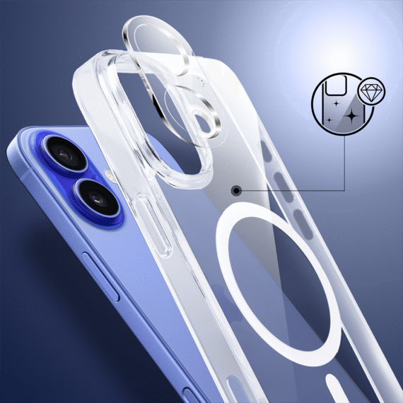 Etui do iPhone 16 Clear Case MagSafe ze szklanym tyłem oraz ochroną aparatu (8)