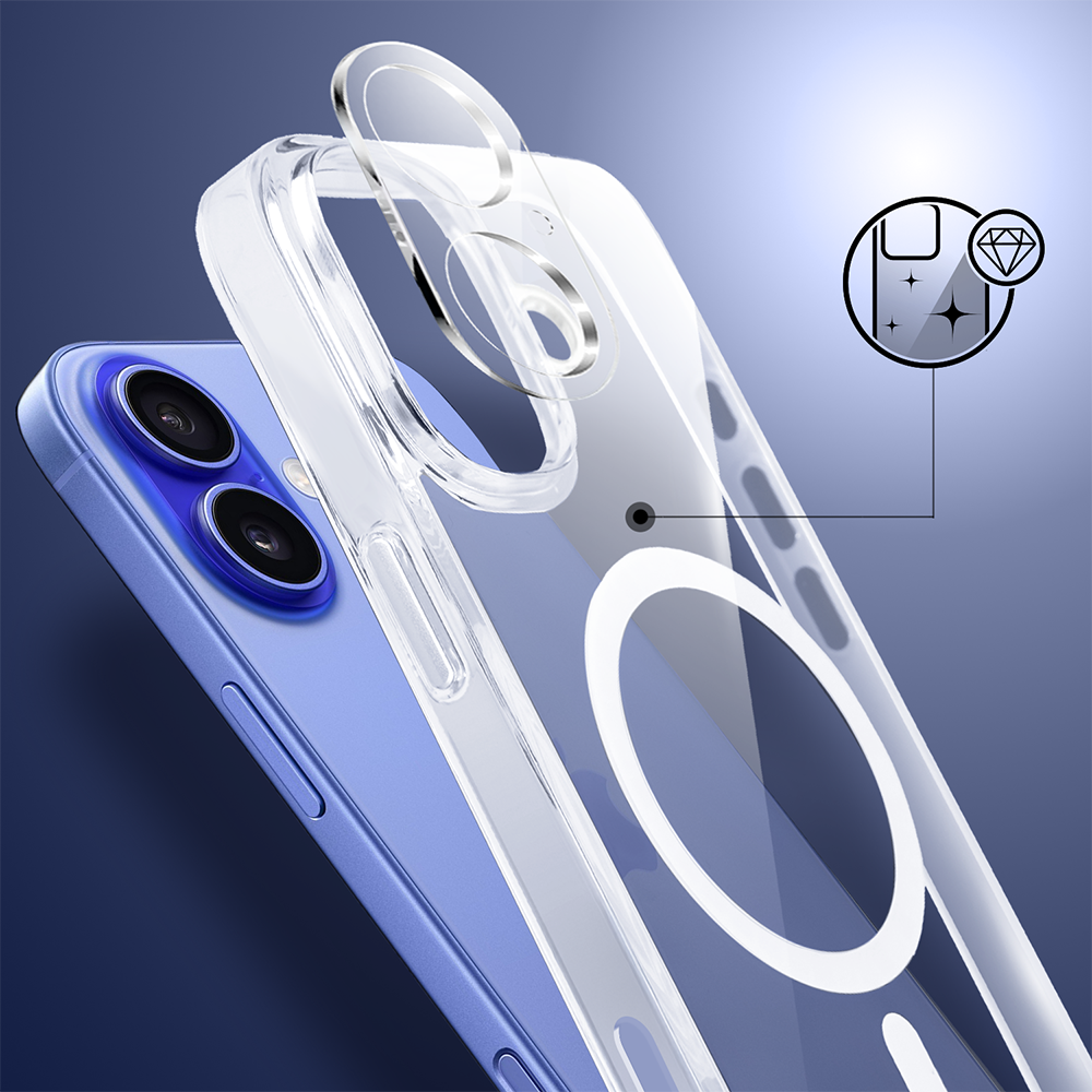 Etui do iPhone 16 Clear Case MagSafe ze szklanym tyłem oraz ochroną aparatu (8)