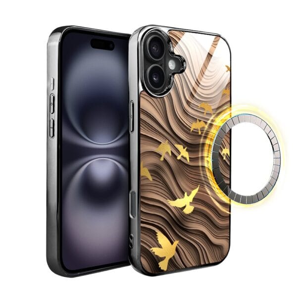 Etui do iPhone 16 Plus, Elite Glass z MagSafe, szklany tył, Zwierzęta, Piaskowa odyseja, czarne
